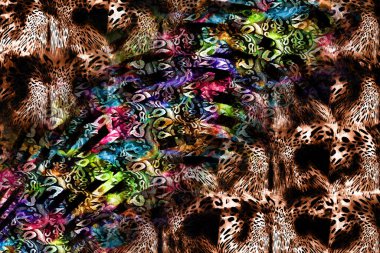 Leopar deseni. Parlak moda vahşi arka plan. Şık hayvan baskısı. Tekstil kumaş deseni. Modern moda kumaşı deseni..