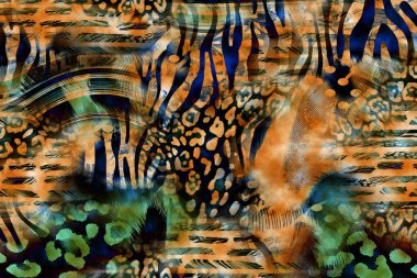 Leopar deseni. Parlak moda vahşi arka plan. Şık hayvan baskısı. Tekstil kumaş deseni. Modern moda kumaşı deseni..