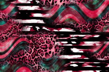 Leopar deseni. Parlak moda vahşi arka plan. Şık hayvan baskısı. Tekstil kumaş deseni. Modern moda kumaşı deseni..