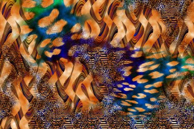 Leopar Tekstil deseni. Geometrik Çizgiler Moda Tasarımı. Soyut geometrik girdap fraktal.Tie Dye Arkaplan. Hippie soyut psikedelik çizgili renkler. Tekstil çizimi.