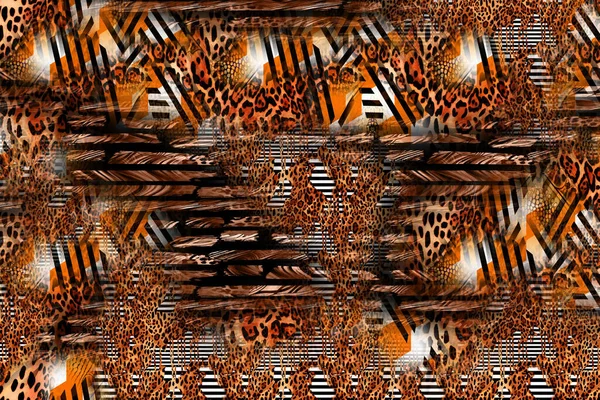 Vzor Pro Tisk Leopardího Textilu Geometrické Čáry Vzor Módní Návrh — Stock fotografie