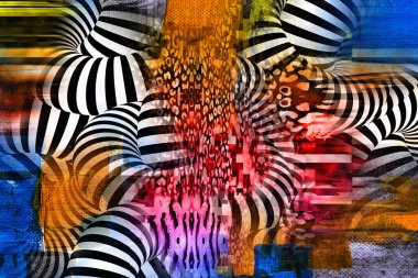 Leopar Tekstil deseni. Geometrik Çizgiler Moda Tasarımı. Soyut geometrik girdap fraktal.Tie Dye Arkaplan. Hippie soyut psikedelik çizgili renkler. Tekstil çizimi.