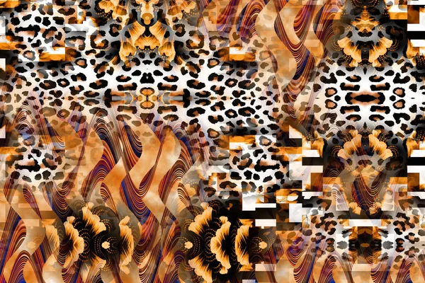 Leopard Textile Print Pattern Geometric Lines Pattern Fashion Design Abstract — Photo