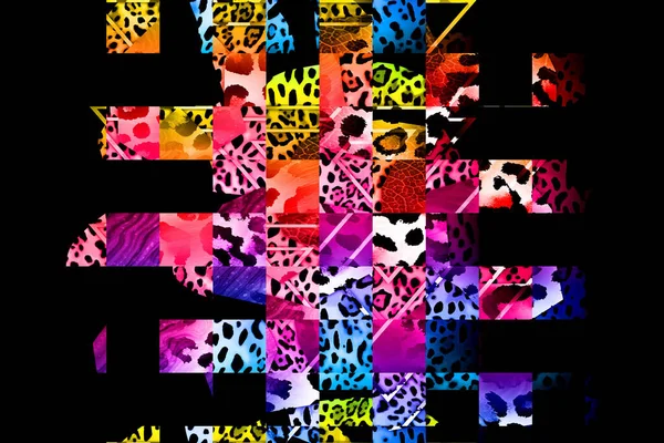 Leopard Textile Print Pattern Geometric Lines Pattern Fashion Design Abstract — ストック写真