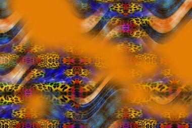 Tekstil baskısı. Soyut özgeçmiş. Renkli kıyafetler. Tekstil deseni. Leopar deseni ve tekstil deseni.