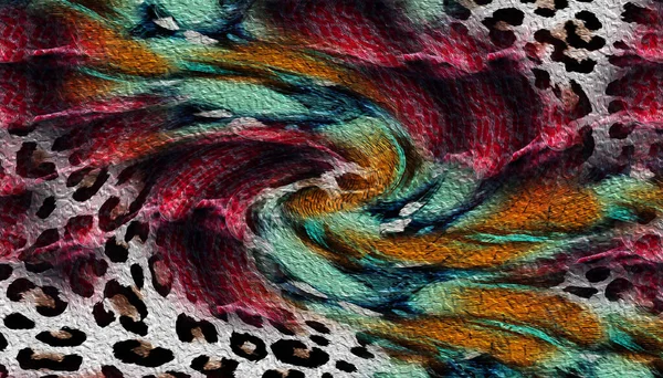 Tekstil Baskısı Soyut Özgeçmiş Renkli Kıyafetler Tekstil Deseni Leopar Deseni — Stok fotoğraf