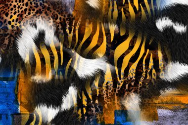 Tekstil baskısı. Soyut özgeçmiş. Renkli kıyafetler. Tekstil deseni. Leopar deseni ve tekstil deseni.