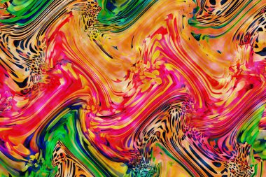 Tekstil baskısı. Soyut özgeçmiş. Renkli kıyafetler. Tekstil deseni. Leopar deseni ve tekstil deseni.