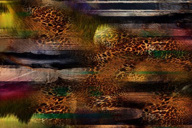 Tekstil baskısı. Soyut özgeçmiş. Renkli kıyafetler. Tekstil deseni. Leopar deseni ve tekstil deseni.