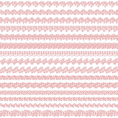 Kalpli pürüzsüz fayanslı fırçalar. Çerçeve, bölme, pansiyoner, kenar, romantik sevgililer günü tebrikleri ve düğün kartı tasarımı için zarif klasik sınırlar koleksiyonu. Aşk sembolü 