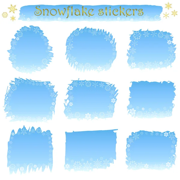 Vector Illustration Eps Set Abstract Grunge Blue Winter Gradient Stickers — Stock Vector