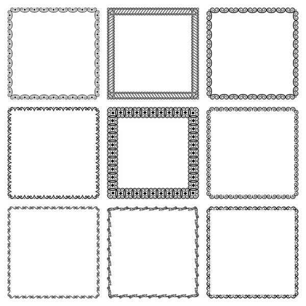 Vector Set Square Narrow Wide Simple Frames Elegant Vintage Borders — Stock Vector