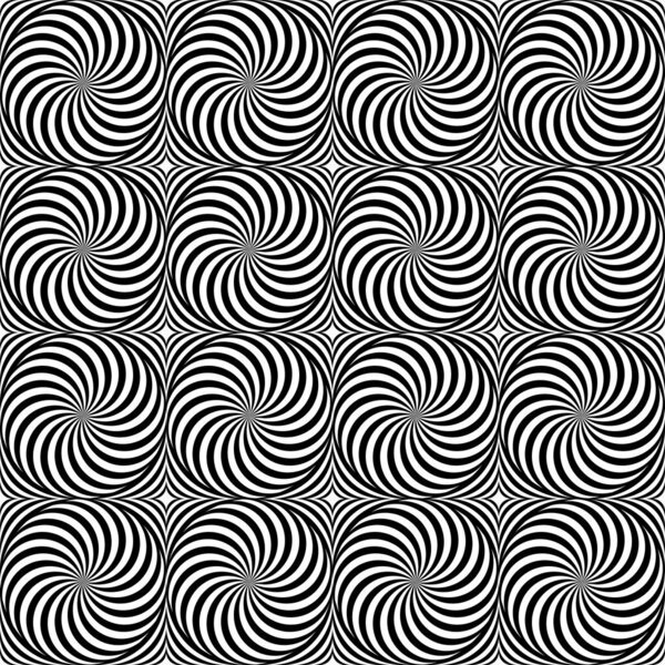 Seamless vector background, optical volume effect. Hypnotic spiral in black and white with an optical illusion of volume. Endless pattern, 3d effect for wallpaper design, printing on paper, textile