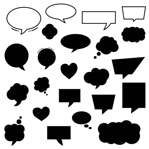 Set Vector Black Speech Bubbles Isolated Background Square Rectangular Rounded — Stockvector