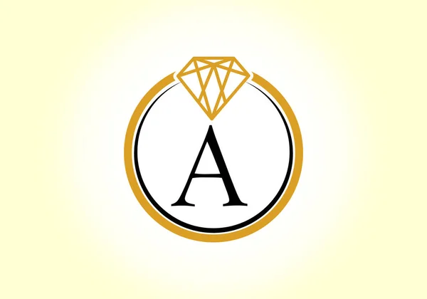 Letter Alphabet Circle Diamond Diamond Ring Logo Jewelry Logo Design — Stock Vector
