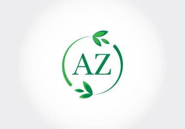 Yapraklı AZ harfleri. Yeşil, çevre dostu logo konsepti. Ekolojik iş ve şirket kimliği için modern vektör logosu