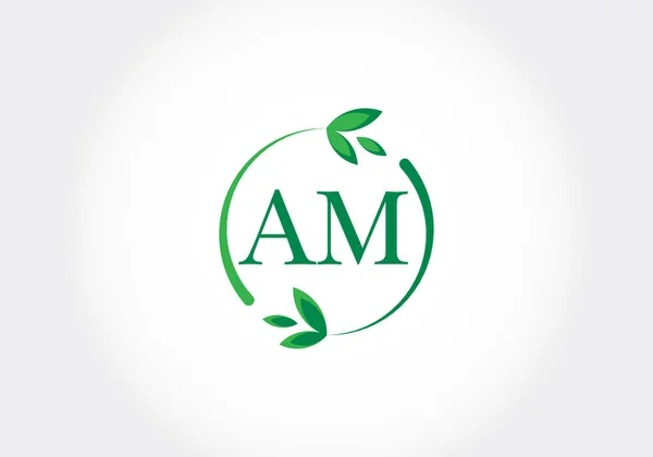 Monogram Bokstäver Med Blad Grönt Miljövänligt Logotyp Koncept Modern Vektor — Stock vektor