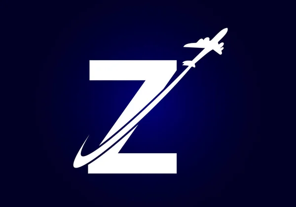 初始Z单字字母字母与旅行标志设计 字体徽章 企业和公司标识的现代向量标志类型 — 图库矢量图片