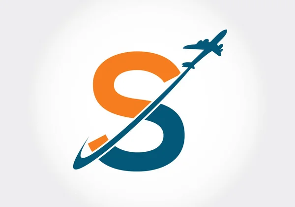 S harfinin baş harfleri alfabede ve seyahat logosu tasarımı. Yazı tipi amblemi. İş ve şirket kimliği için modern vektör logosu.