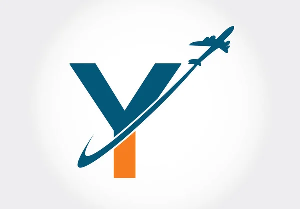 Y harfinin baş harfleri alfabede ve seyahat logosu tasarımı. Yazı tipi amblemi. İş ve şirket kimliği için modern vektör logosu.