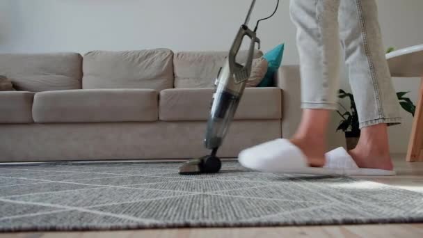 用清洁 家庭清洁的概念手工清洁地毯 — 图库视频影像