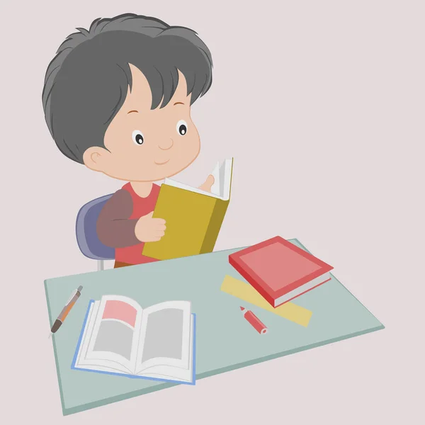 Niño Está Aprendiendo Leer — Vector de stock