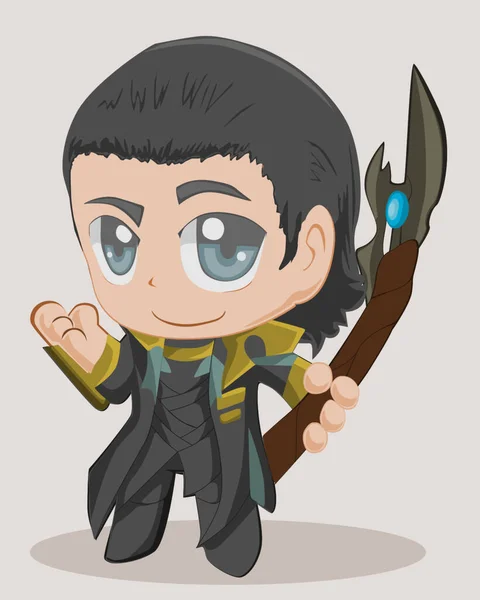 Sopalı sevimli kahraman karikatürü.