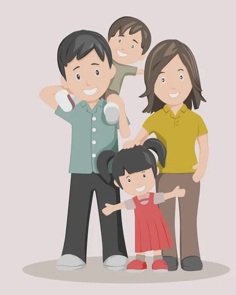Ilustración Una Pequeña Familia Feliz Con Dos Hijos — Vector de stock