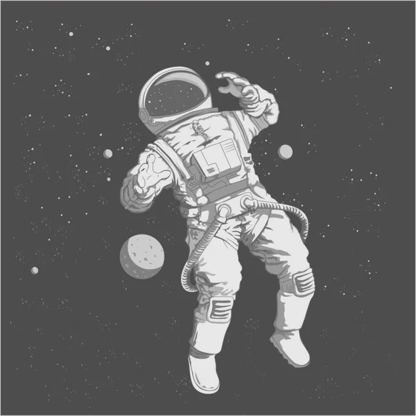 astronot uzayda yüzen çizimi