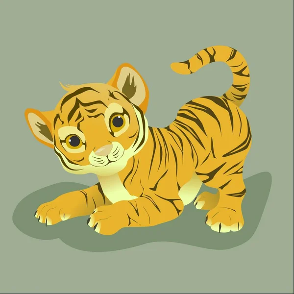 Illustration Cute Baby Tiger — Stock Vector