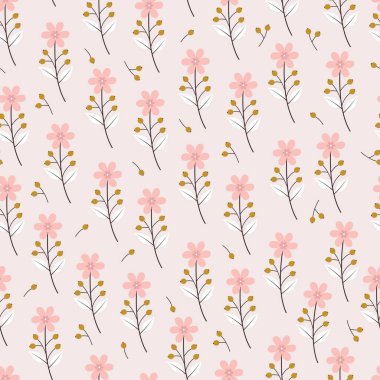 Artistic trendy floral vector seamless pattern design for textile and printing. Elegant ditsy floral repeating texture with pink background