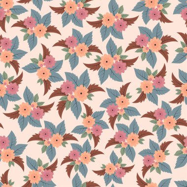 Decorative trendy artistic flower bouquet seamless pattern design for textile and printing. Modern ditsy floral repeating texture background