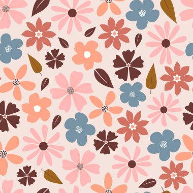 Modern attractive vector ditsy floral seamless pattern design for textile and printing. Elegant abstract flowers and leaves repeat texture background