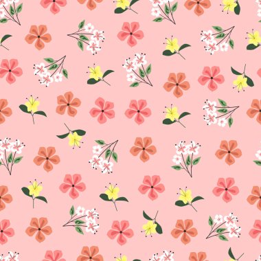 Artistic trendy vector ditsy floral seamless pattern design of abstract flowers and leaves. Elegant repeat texture background for print and textile