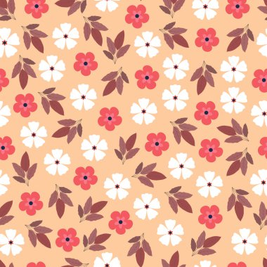 Ornamental stylish vector seamless floral ditsy pattern design. Modern elegant repeat texture. Small blooming abstract flowers background for textile