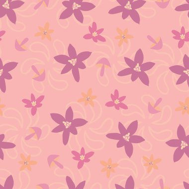 Ornamental trendy vector ditsy floral seamless pattern design. Modern elegant repeating flowers bloom background for surface printing and textile