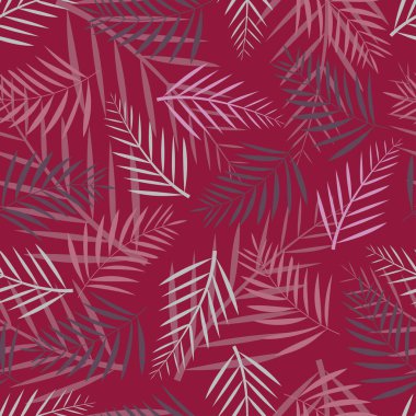 Stylish trendy vector ditsy floral seamless pattern design of branches of leaves. Foliage repeating texture background of exotic palm leaves