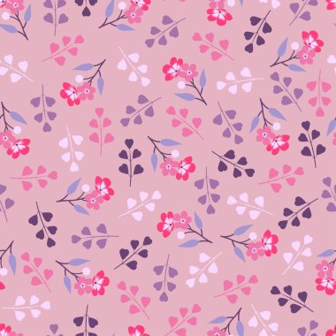 Trendy fashionable vector ditsy floral seamless pattern design of abstract flowers and branches of leaves. Elegant repeating texture background 