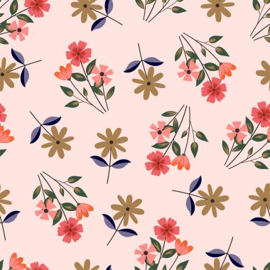 Modern vector ditsy floral seamless pattern design of attractive wild flowers for textile and printing. Elegant floral repeat texture background