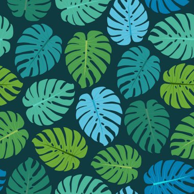 Ornate trendy vector seamless floral ditsy pattern design of exotic monster leaves. Artistic foliage repeat texture background for print and textile