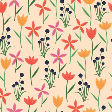 Trendy attractive vector seamless floral ditsy pattern design. Modern elegant repeating blooming flowers background for screen printing and textile