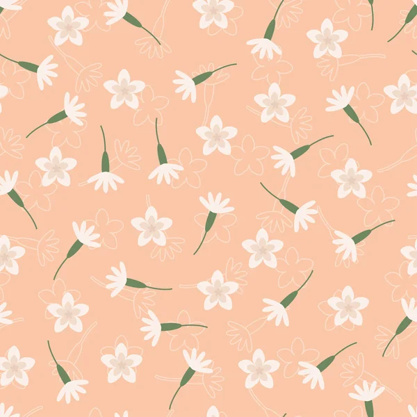 Modern Fashionable Vector Seamless Floral Ditsy Pattern Design Abstract Flowers — Stok Vektör