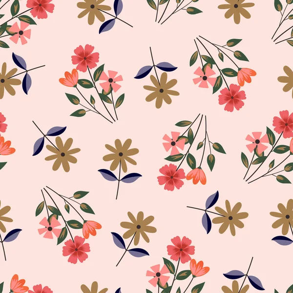 Modern Vector Ditsy Floral Seamless Pattern Design Attractive Wild Flowers — Image vectorielle