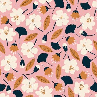Ornamental stylish vector floral seamless pattern design. Modern elegant ditsy repeat texture. Small blooming abstract flowers background for textile