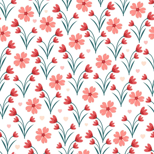 Elegant Trendy Abstract Flowers Leaves Vector Floral Seamless Pattern Design — Vettoriale Stock