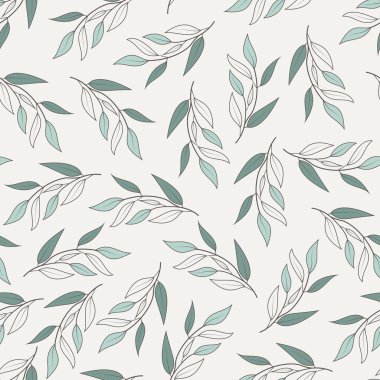 Ornate trendy ditsy floral seamless pattern design. Abstract branches of leaves. Foliage repeat texture background for printing
