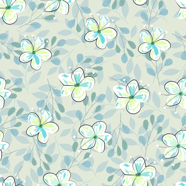 Motif Floral Sans Couture Fleurs Feuilles Abstraites Recouvrement Composite Répétition — Image vectorielle