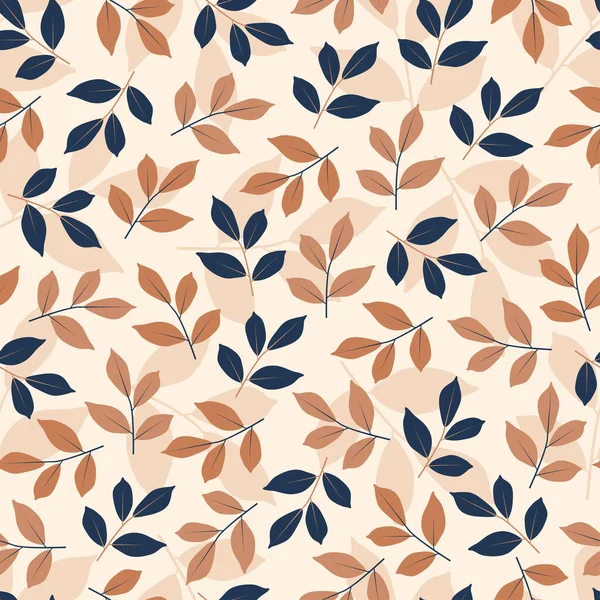 Künstlerische Florale Nahtlose Mustergestaltung Von Blätterzweigen Laub Wiederholt Textur Composite — Stockvektor