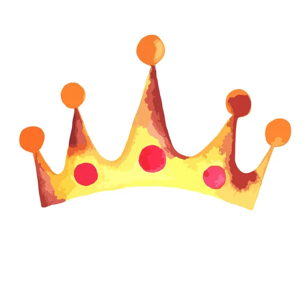 Disegno Acquerello Raffigurante Corona Oro Della Monarchia Dinastia Con Macchie — Vettoriale Stock