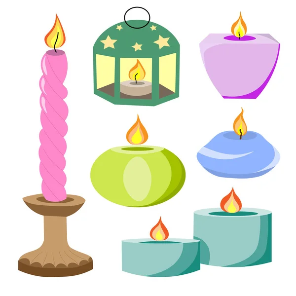 Воскові Палаючі Ароматичні Свічки Різний Розмір Форма Свічки Свічка Свічках — стоковий вектор